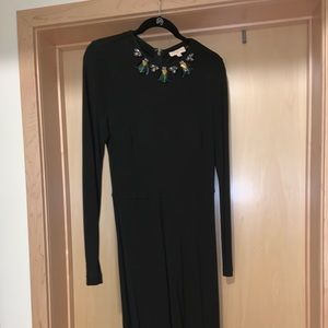 Tory Burch black long-sleeved dress with jewels